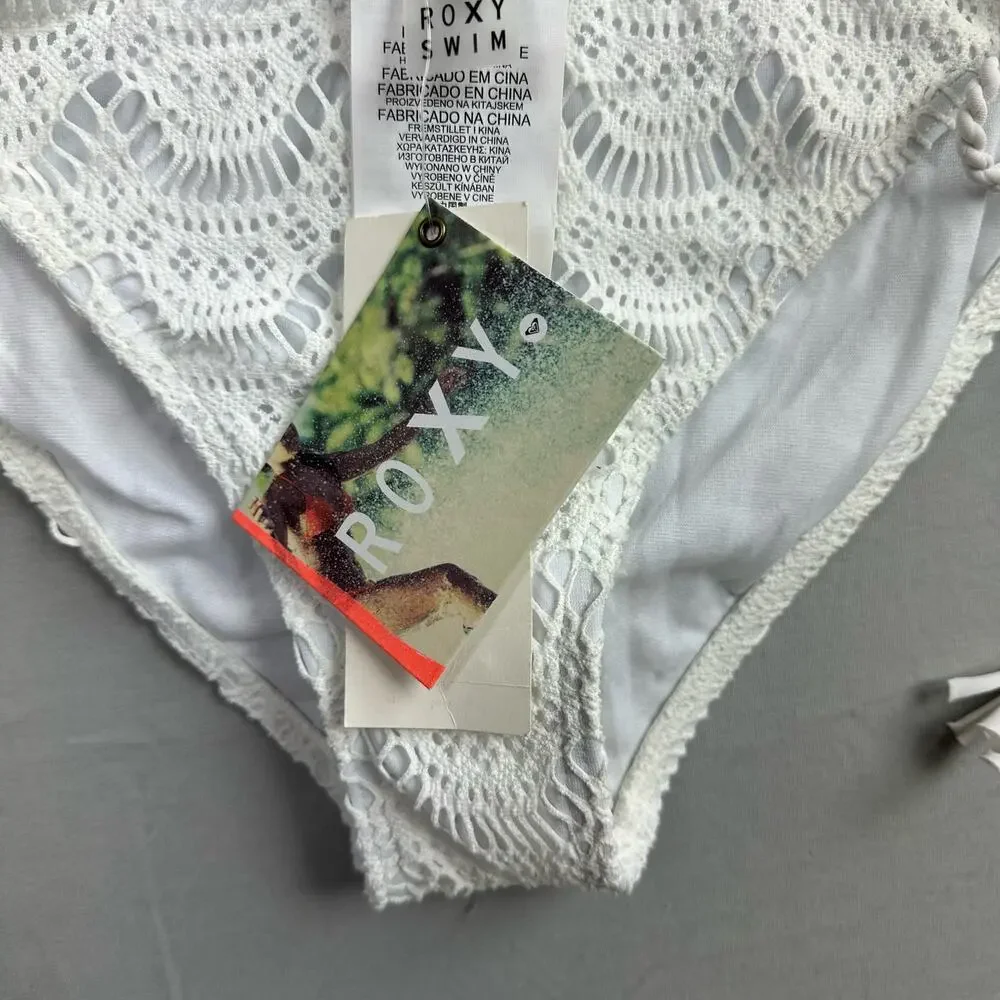 Roxy Gypsy Moon 70s Lowrider Tie Side Bikini Bottom White Women’s Large - Picture 4 of 7